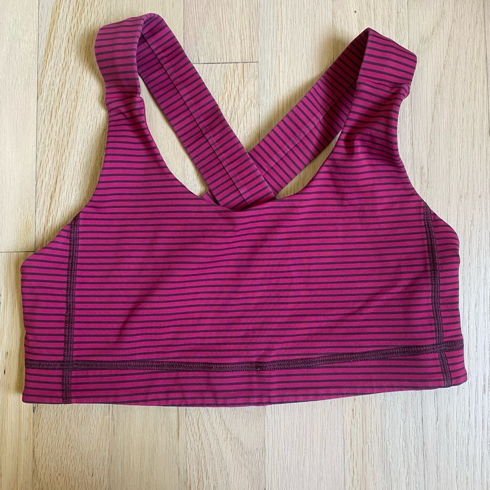 Lululemon All Sport Bra Hyper Stripe Bordeaux Drama Bumble Berry